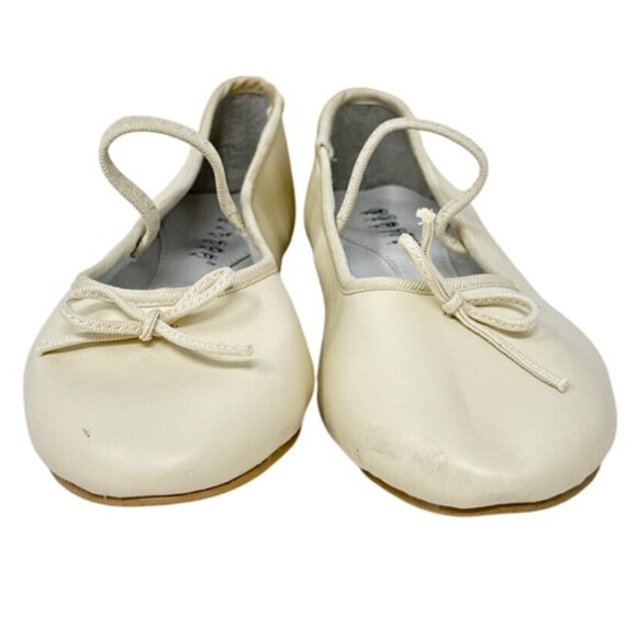 Tip Top Elegant Ivory Ballet Flats with Delicate Bow & Cross-Strap Design Slip - Picture 3 of 6